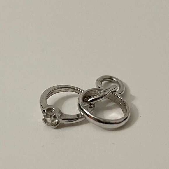 Vintage Sterling Wedding Ring and Band Mini Charm - Picture 2 of 15